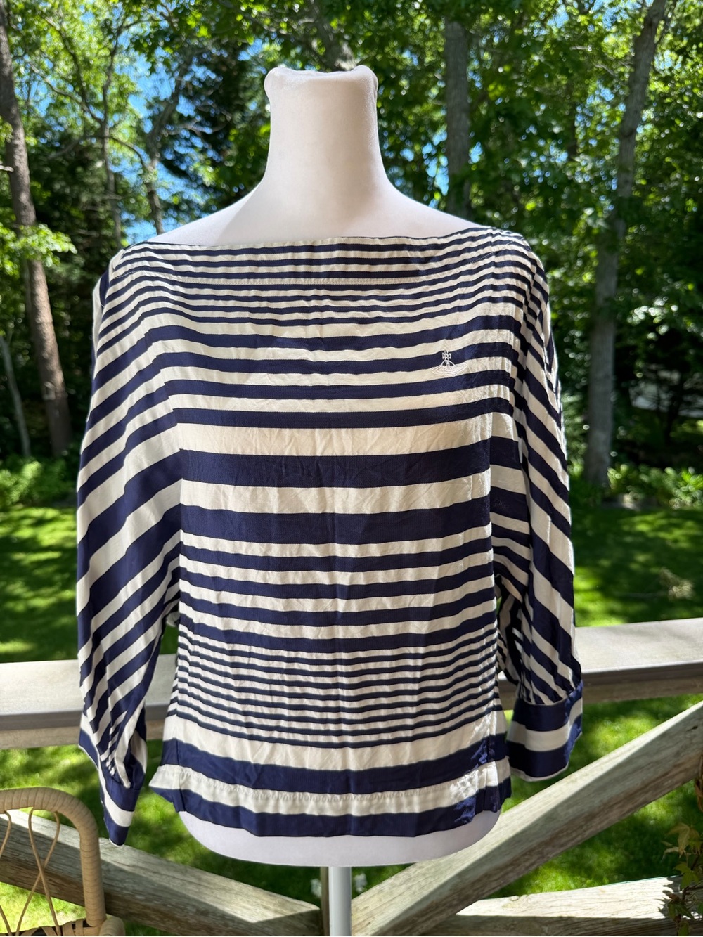 Vivienne Westwood Anglomania Chiton Top Cartella Navy Stripe Size 38 US 4